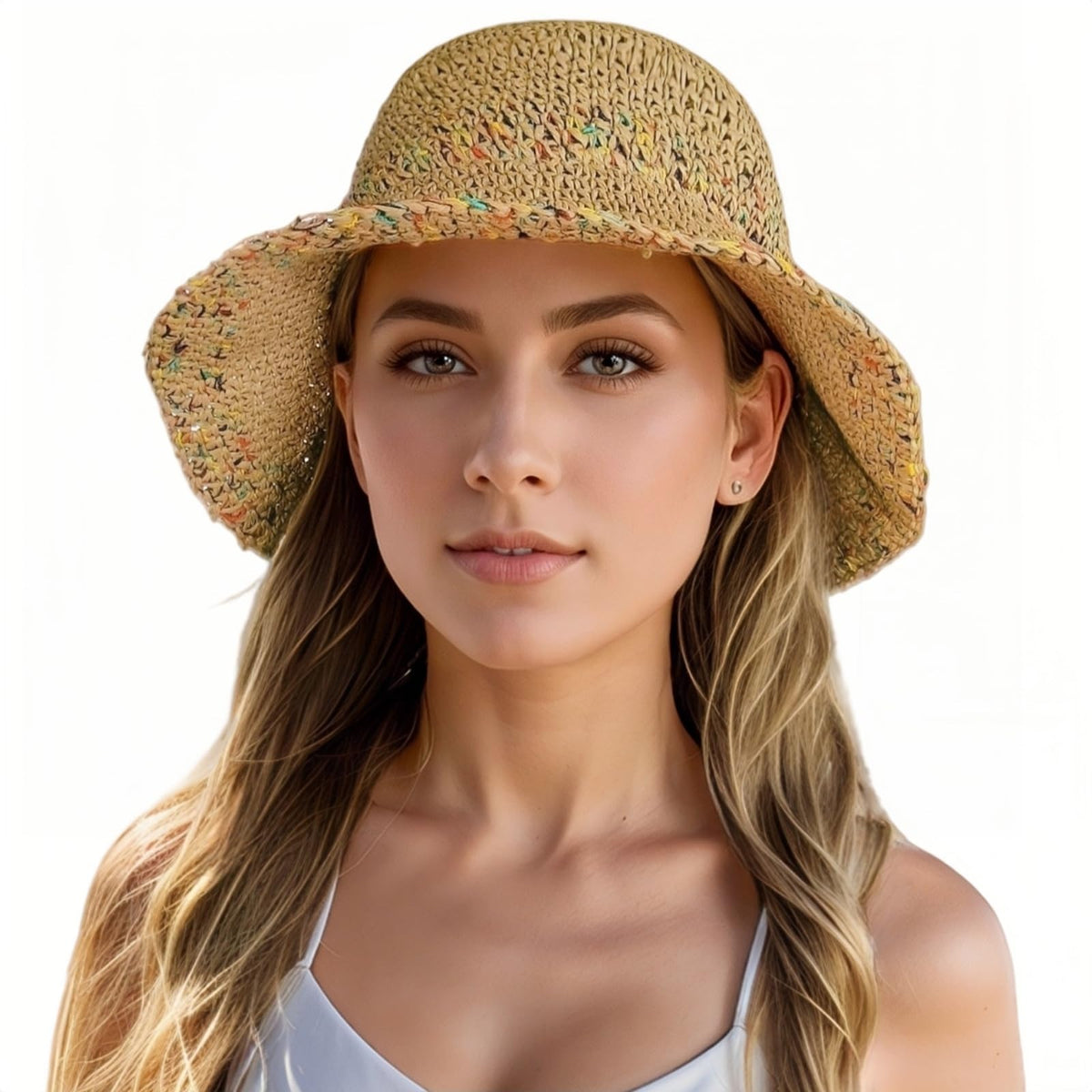 Floppy Big Beach Straw Hats for Women Foldable Summer Wide Brim Packable Sun Hat Womens Travel Straw Fedora Hat