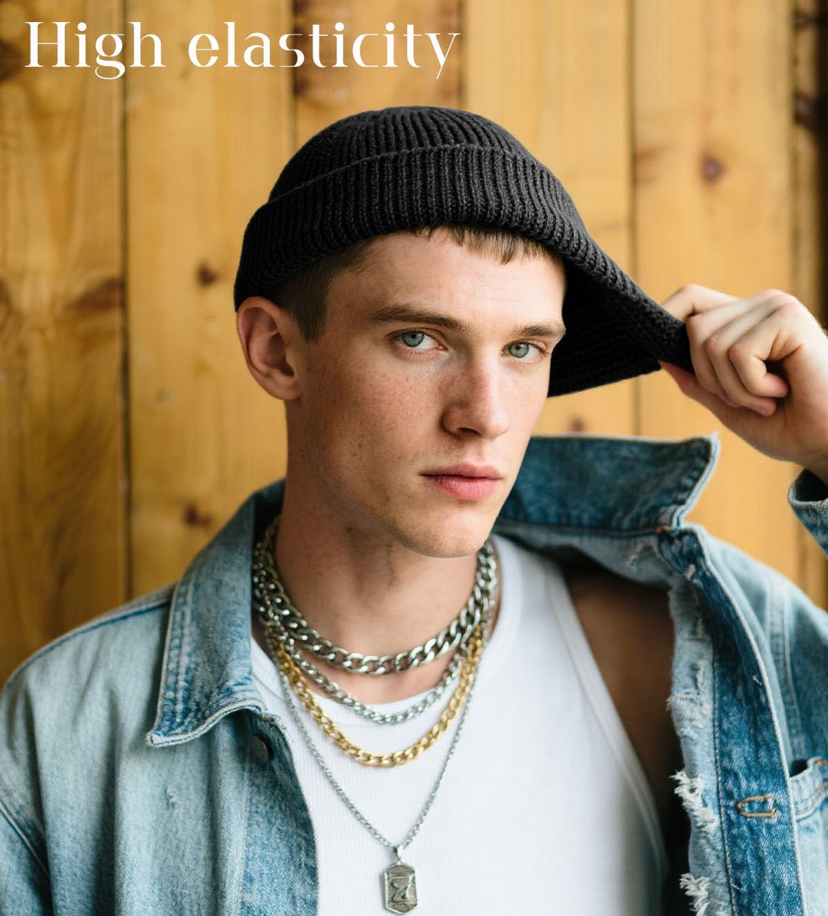 Wool Fisherman Beanies for Men Knit Fall Winter Beanie Hat Skull Cap