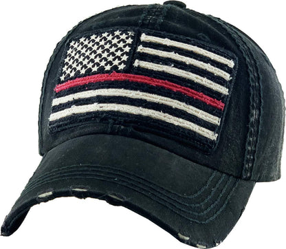 KBETHOS Flag USA America Military Thin Blue Line Thin Red Line Vintage Distressed Baseball Cap Dad Hat Unisex Adjustable…
