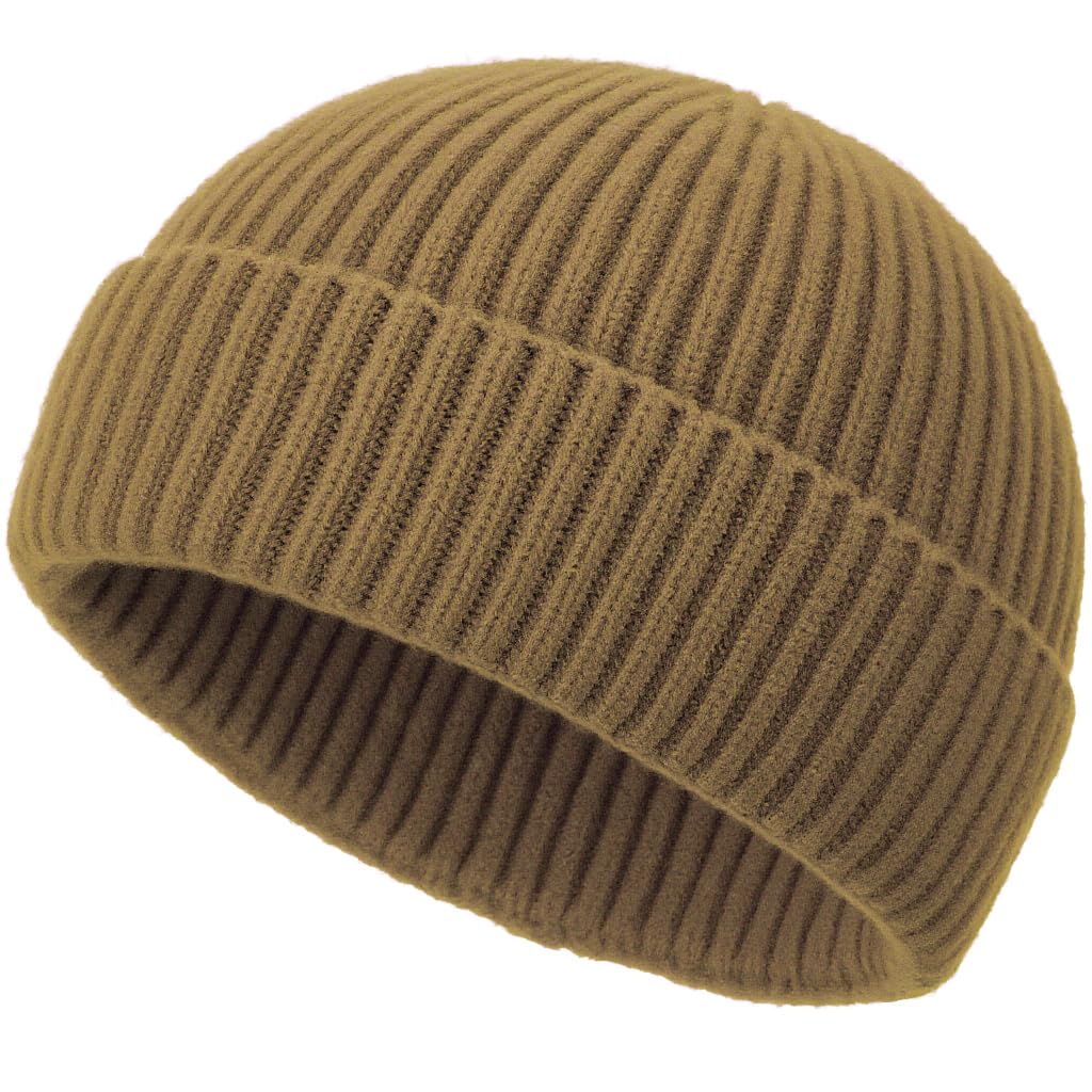 Wool Fisherman Beanies for Men Knit Fall Winter Beanie Hat Skull Cap