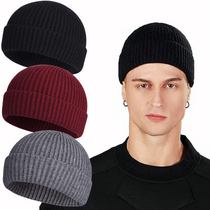 ROYBENS Swag Wool Knit Cuff Short Fisherman Beanie for Men Women Winter Hat