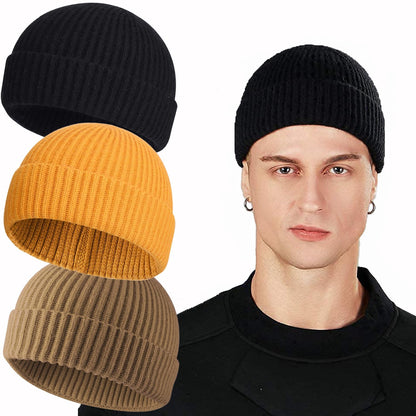ROYBENS Swag Wool Knit Cuff Short Fisherman Beanie for Men Women Winter Hat