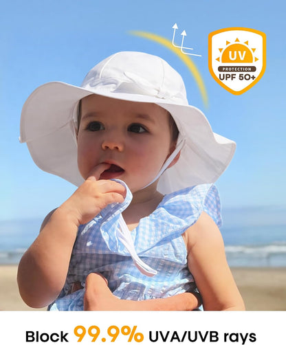 FURTALK Baby Sun Hat Toddler Beach Hats with UPF 50+ Sun Protection Wide Brim Girls Bucket Hat