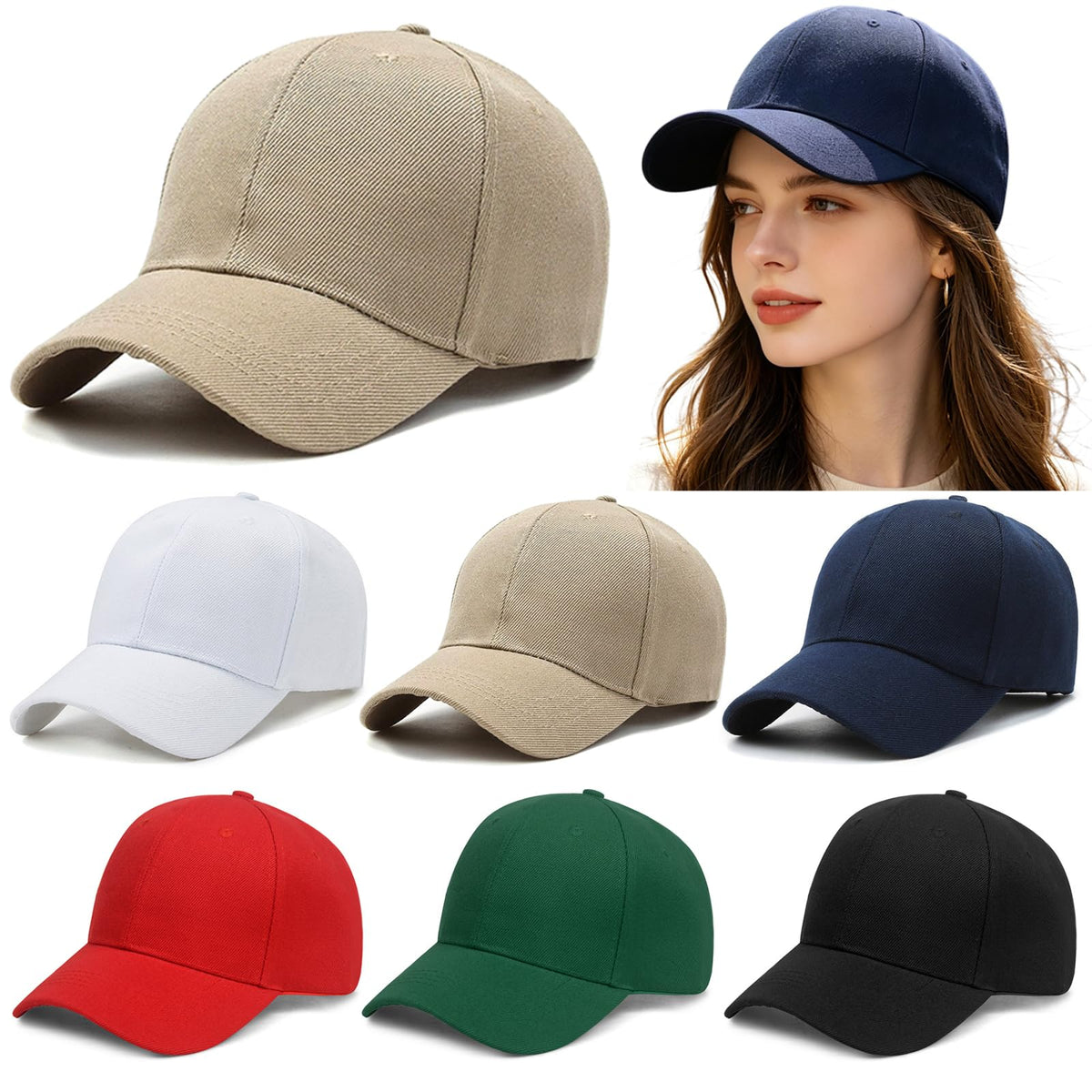 5/6 Packs Vintage Washed Plain Baseball Cap Distressed Dad Golf Hat for Men Women
