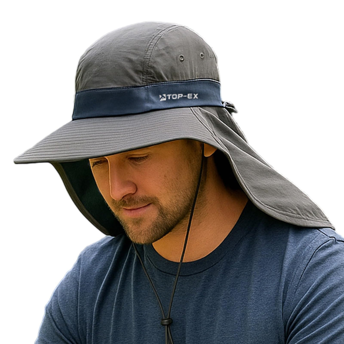 TOP-EX UPF 50+ Cooling Wide Brim Sun Hat for Men with Neck Flap, Packable