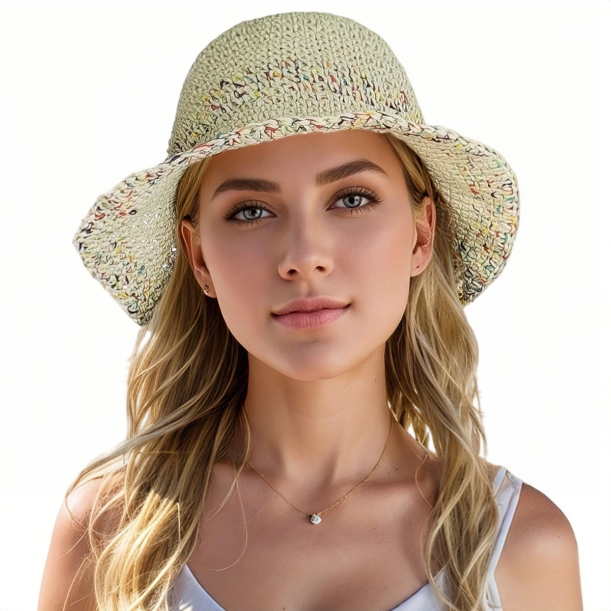 Floppy Big Beach Straw Hats for Women Foldable Summer Wide Brim Packable Sun Hat Womens Travel Straw Fedora Hat