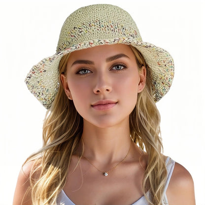 Floppy Big Beach Straw Hats for Women Foldable Summer Wide Brim Packable Sun Hat Womens Travel Straw Fedora Hat