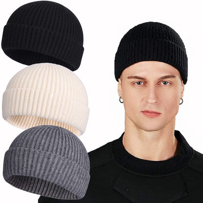 ROYBENS Swag Wool Knit Cuff Short Fisherman Beanie for Men Women Winter Hat