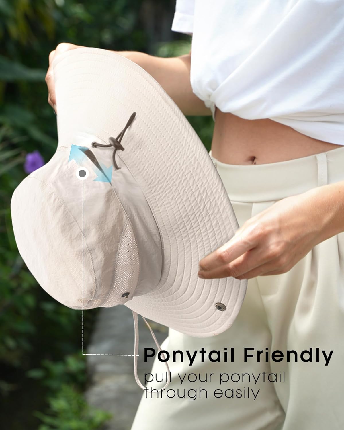 FURTALK Womens Sun Hat with Ponytail Hole Beach Hiking Summer Wide Brim UPF 50+ Outdoor Protection Foldable Bucket Hat