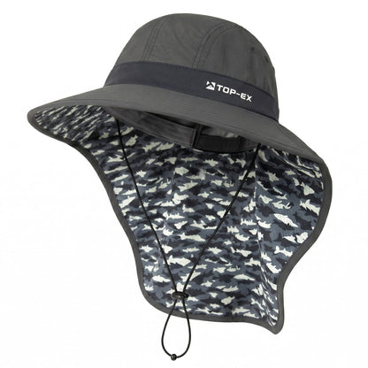 TOP-EX UPF 50+ Cooling Wide Brim Sun Hat for Men with Neck Flap, Packable