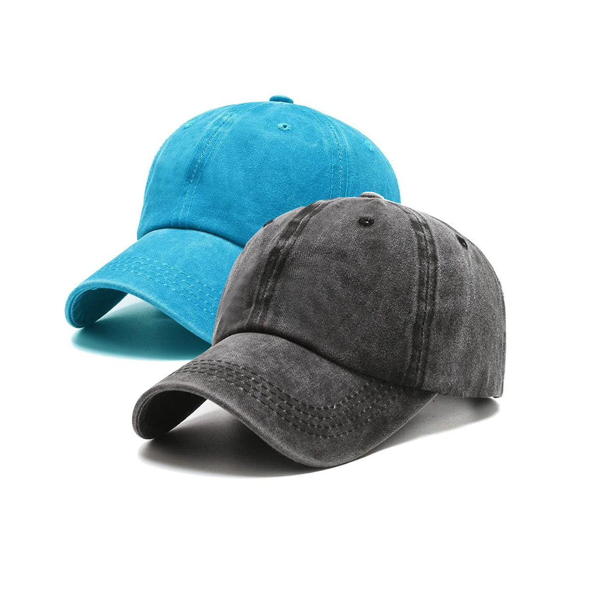 PFFY 2 Packs Vintage Washed Distressed Baseball Cap Dad Hat for Men Women
