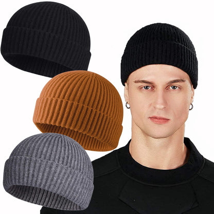ROYBENS Swag Wool Knit Cuff Short Fisherman Beanie for Men Women Winter Hat