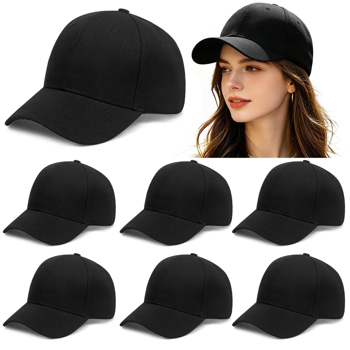 5/6 Packs Vintage Washed Plain Baseball Cap Distressed Dad Golf Hat for Men Women