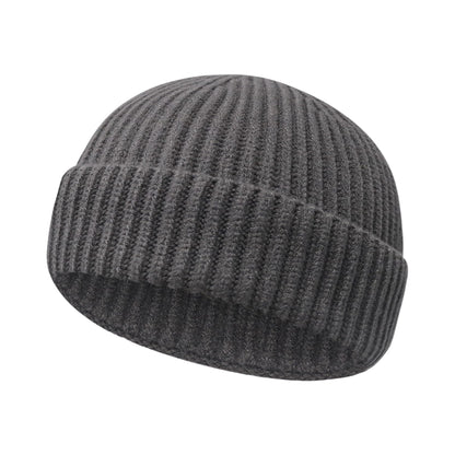 Wool Fisherman Beanies for Men Women Short Cuff Knit Beanie