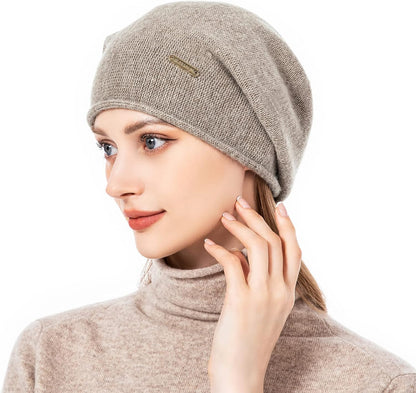 Knit Slouchy Beanie Hats for Women Cashmere Ski Cap Knitted Wool Soft Warm Winter Hat