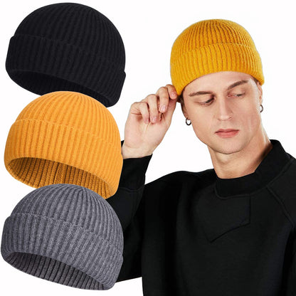 ROYBENS Swag Wool Knit Cuff Short Fisherman Beanie for Men Women Winter Hat