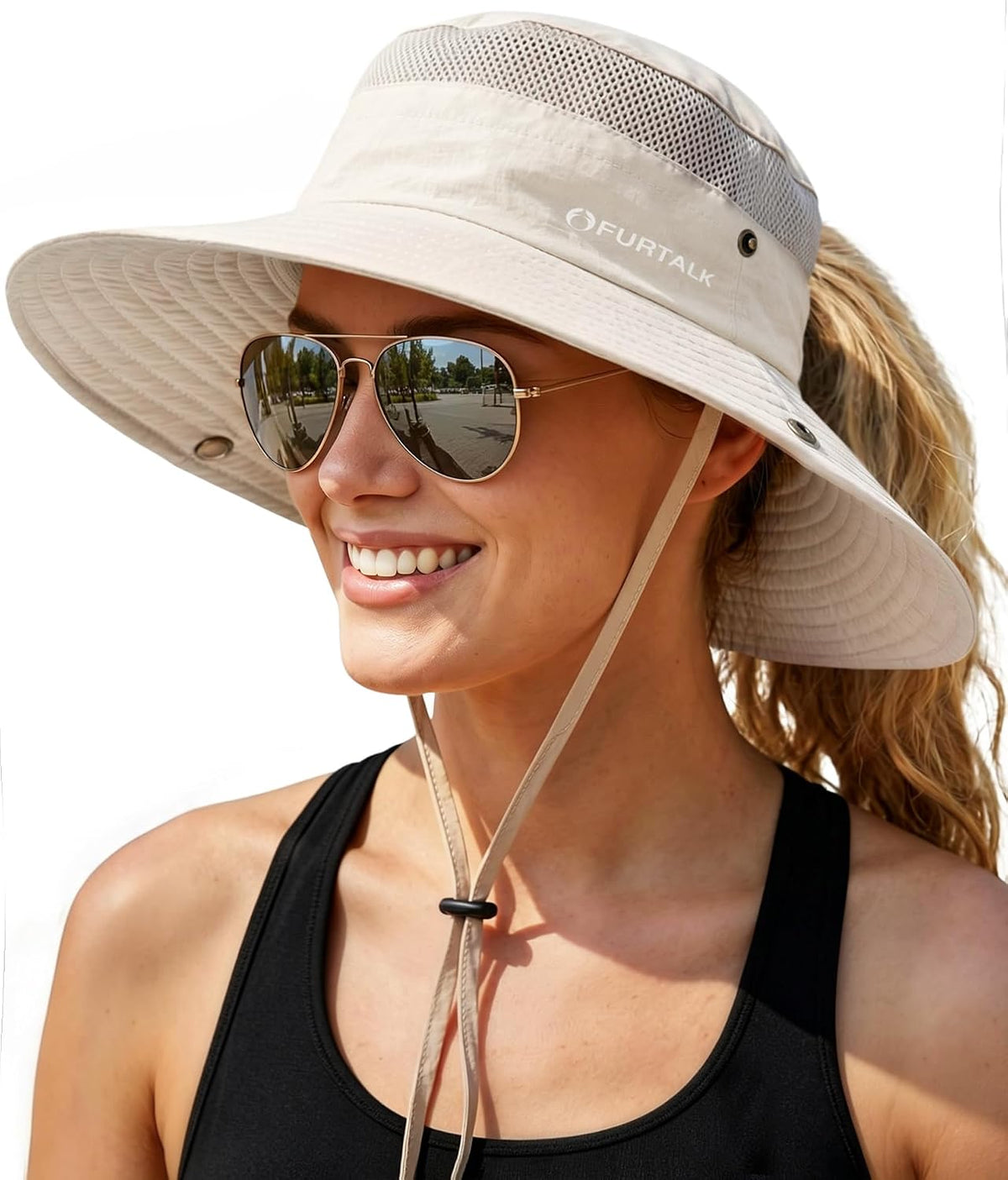 FURTALK Sun Hats for Women UV Protection Wide Brim Ponytail Hiking Hat