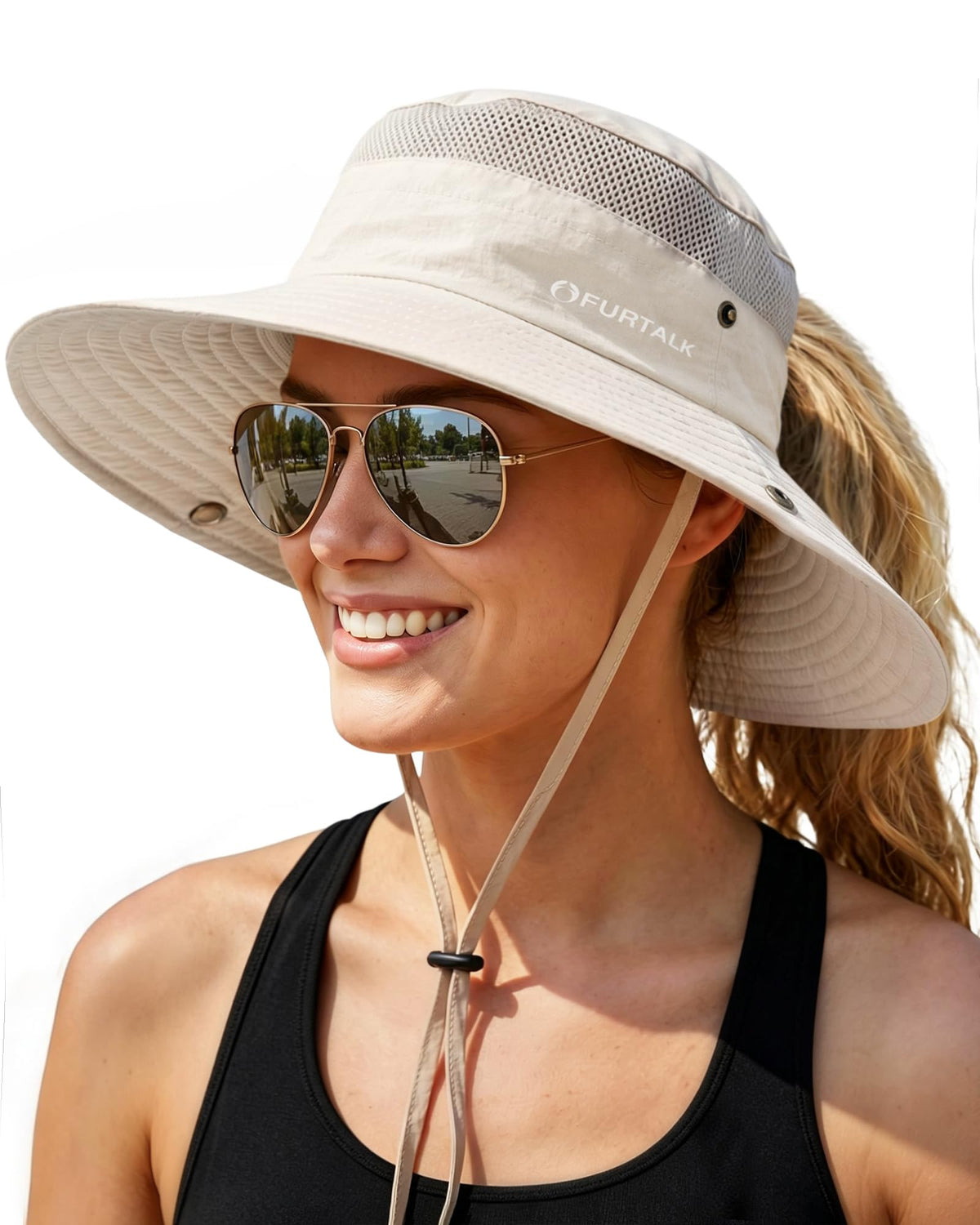 FURTALK Sun Hats for Women UV Protection Wide Brim Ponytail Hiking Hat