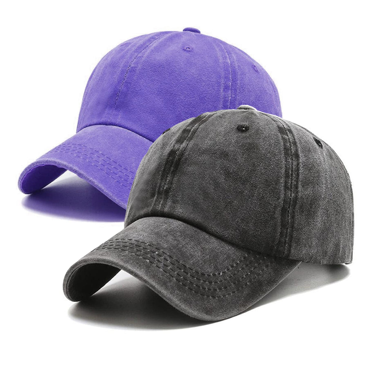 PFFY 2 Packs Vintage Washed Distressed Baseball Cap Dad Hat for Men Women