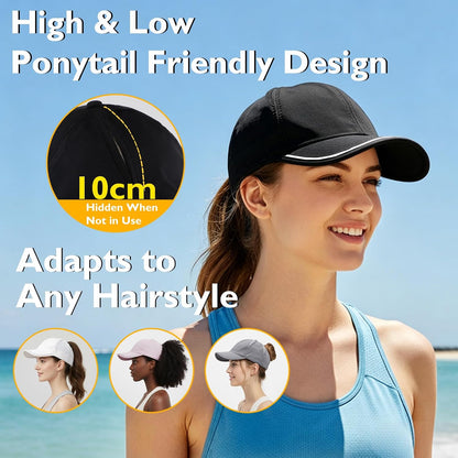 Ponytail Baseball Cap for Women UPF50 Waterproof Quick-Dry Running Hat with Ponytail Hole Golf Hiking Tennis Sports Ball Cap
