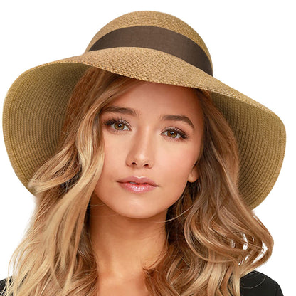 FURTALK Womens Beach Sun Straw Hat Wide Brim UV Protection Travel Hat
