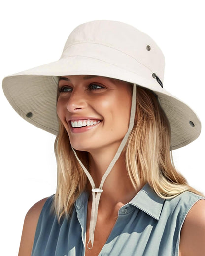 FURTALK Sun Hats for Women Ponytail Wide Brim Summer Packable Cowboy Hat