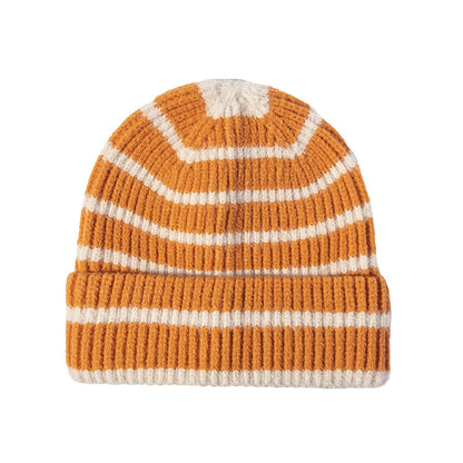 CORIRESHA Unisex Fashion Striped Beanie Cuffed Winter Warm Cozy Chunky Rib Knit Hat