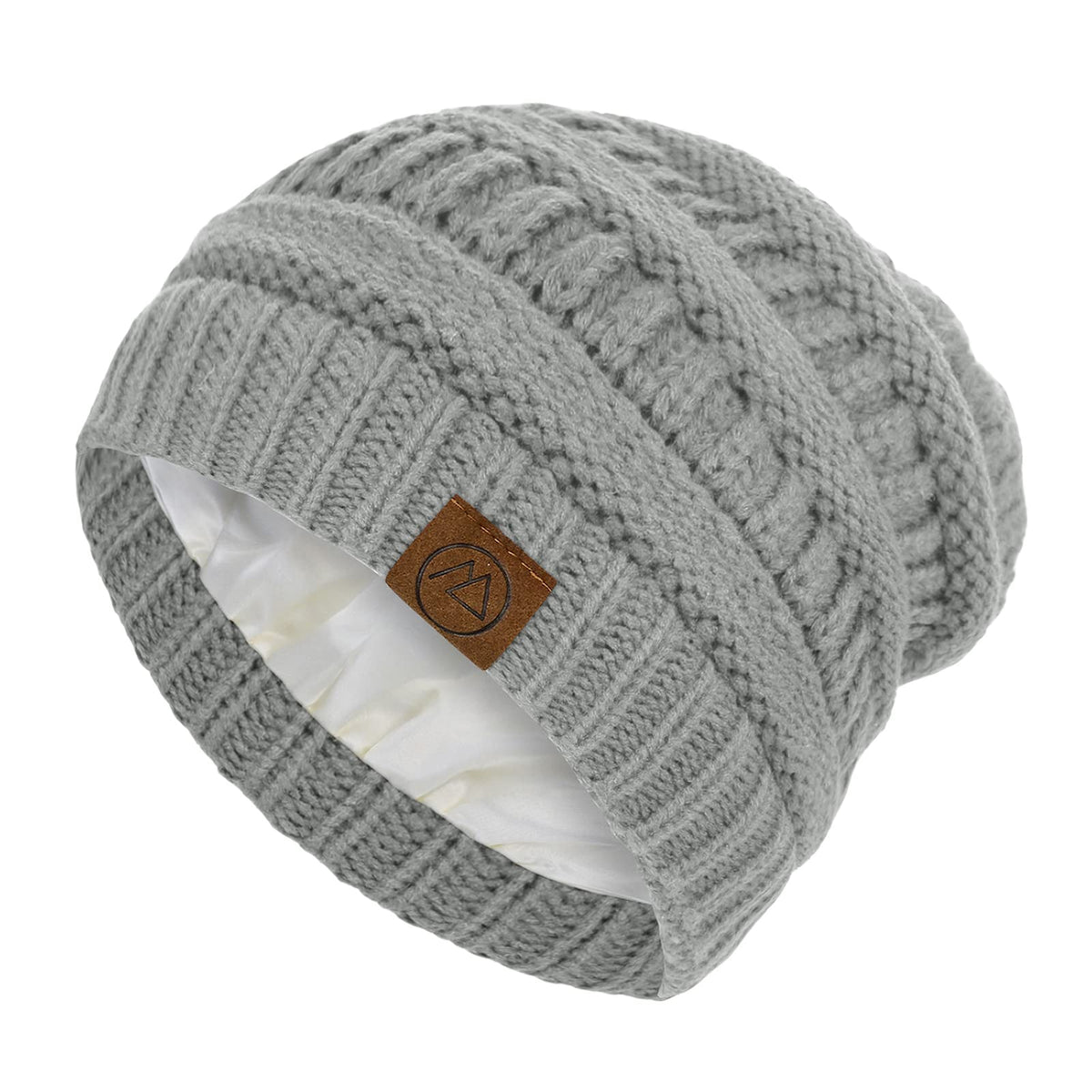 Beanies Women Satin Lined Beanie Winter Hats for Women Silk Lined Slouchy Beanie for Winter Warm Knit Cuffed Beanie Hat