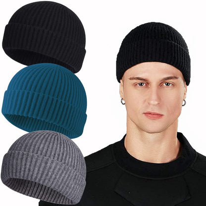 ROYBENS Swag Wool Knit Cuff Short Fisherman Beanie for Men Women Winter Hat