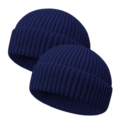 Wool Fisherman Beanies for Men Women Short Cuff Knit Beanie
