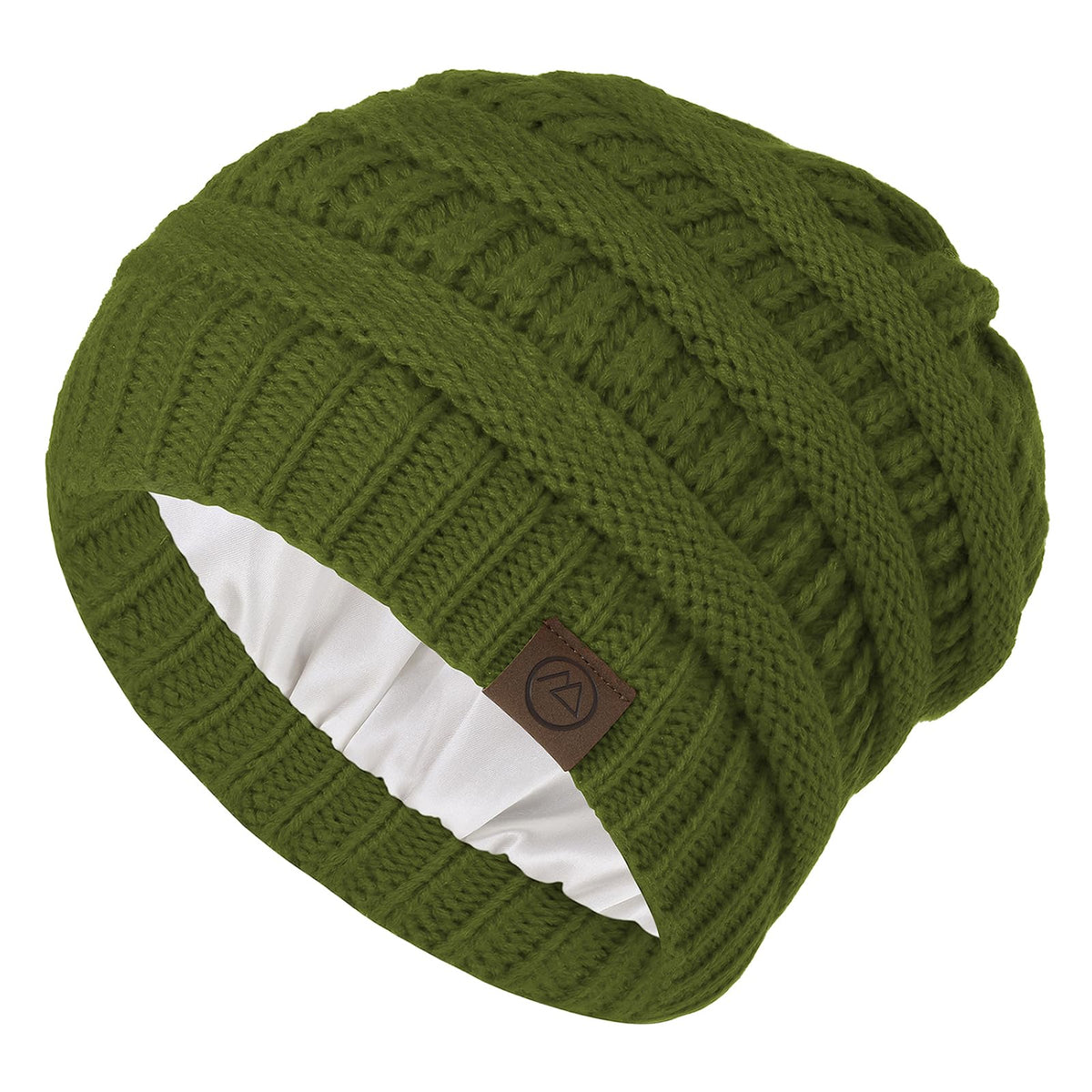 Beanies Women Satin Lined Beanie Winter Hats for Women Silk Lined Slouchy Beanie for Winter Warm Knit Cuffed Beanie Hat