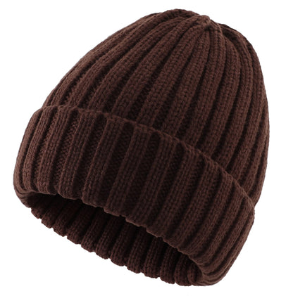 Connectyle Women's Rib Knit Cuffed Beanie Hat Stretch Acrylic Winter Hat Thick Warm Snow Ski Cap