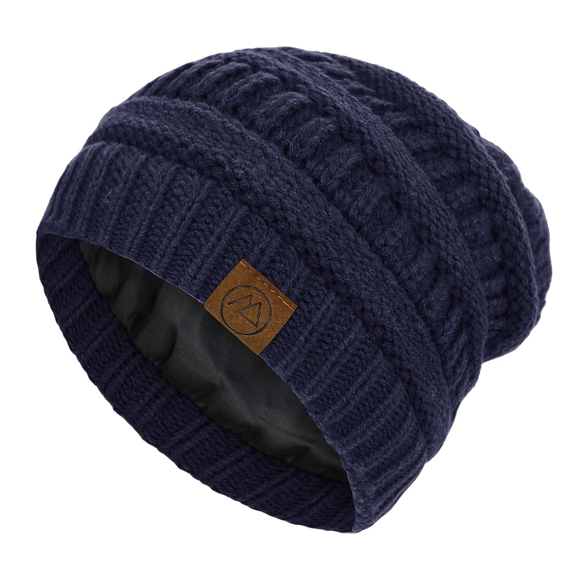 Beanies Women Satin Lined Beanie Winter Hats for Women Silk Lined Slouchy Beanie for Winter Warm Knit Cuffed Beanie Hat