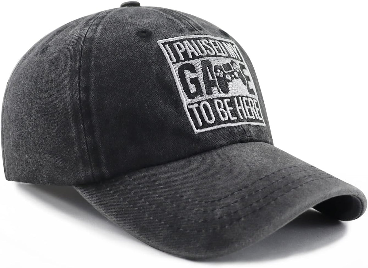 I Paused My Game to Be Here Hat for Men Women, Funny Gamer Baseball Cap
