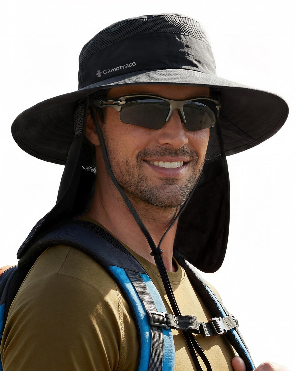 Camptrace Wide Brim Men Sun Hat with Neck Flap UPF Fishing Hiking Gardening