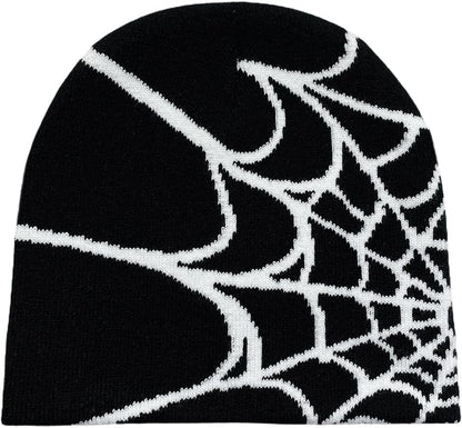 Pooyikoi Y2K Gothic Spider Pattern Wool Acrylic Knitted Hat Women Beanie Winter Warm Beanies Men Casual Skullies Outdoor