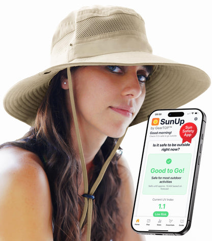 GearTOP Safari Hat for Men Sun Hats for Women UV Protection UPF 50+ Fishing, Gardening, Hiking Hat (22-23 1/2")