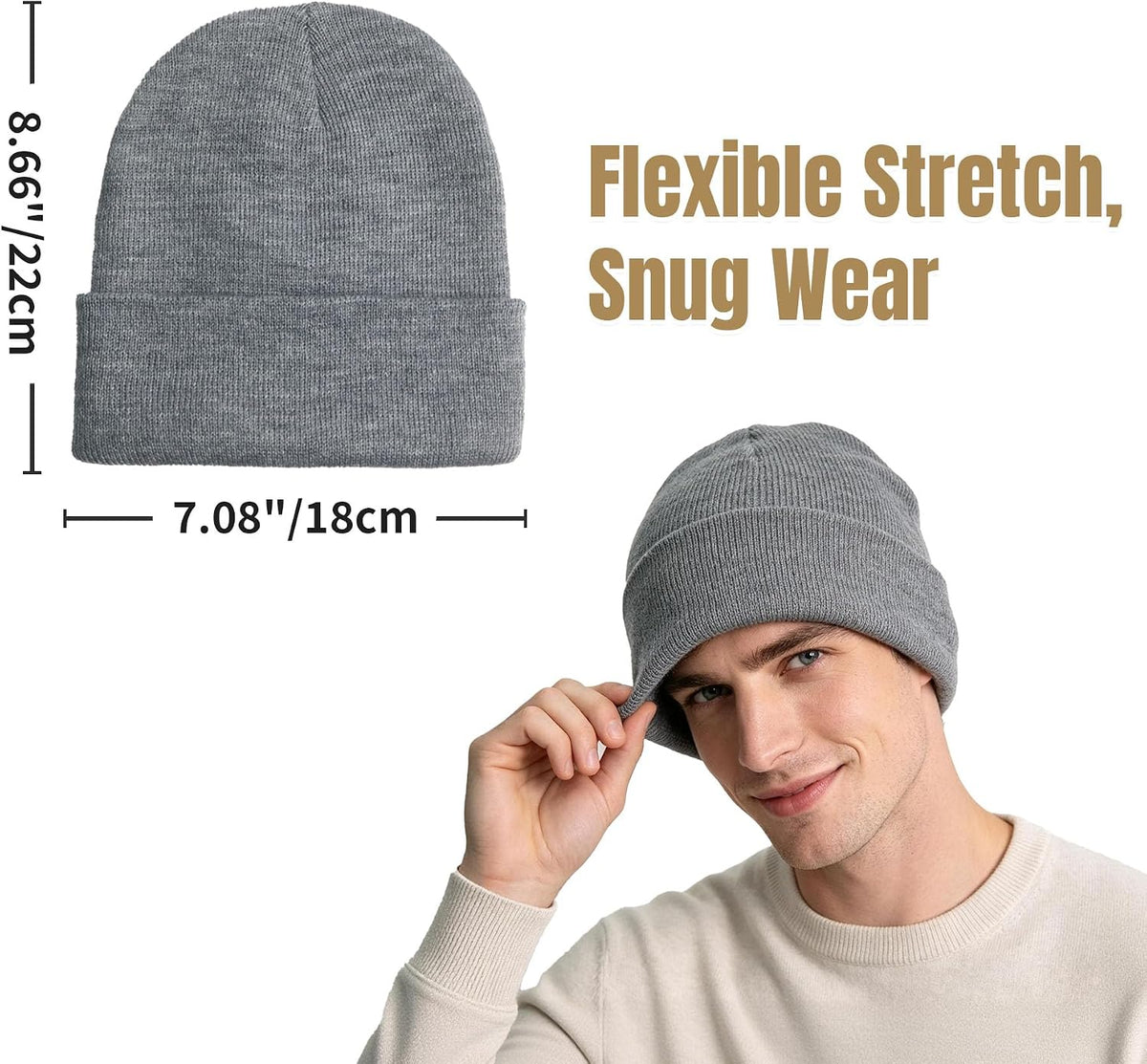 NPQQUAN 2 Packs Beanie for Men Women Winter Hats for Mens Beanie Skull Cap