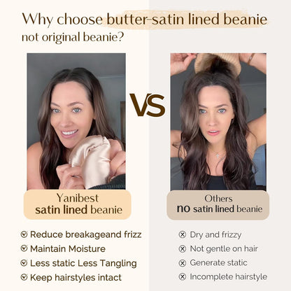 YANIBEST Satin Lined Beanie for Women, Reduce Frizz Winter Hats
