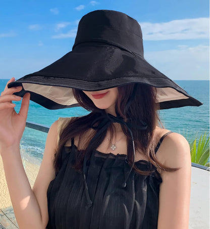 HUAMULAN Women Summer Vacation Wide Brim Sun Hat Reversible Fishing Hats