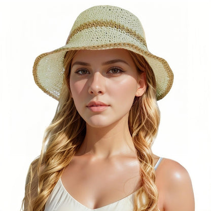 Floppy Big Beach Straw Hats for Women Foldable Summer Wide Brim Packable Sun Hat Womens Travel Straw Fedora Hat