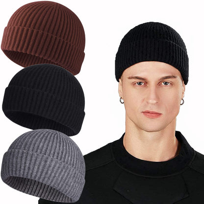 ROYBENS Swag Wool Knit Cuff Short Fisherman Beanie for Men Women Winter Hat