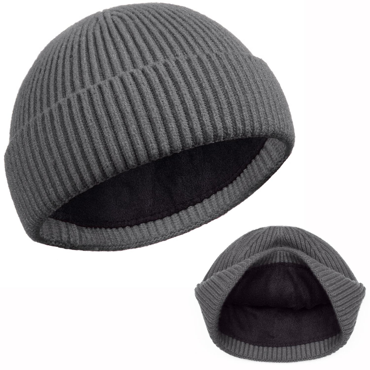 ROYBENS Swag Wool Knit Cuff Short Fisherman Beanie for Men Women Winter Hat