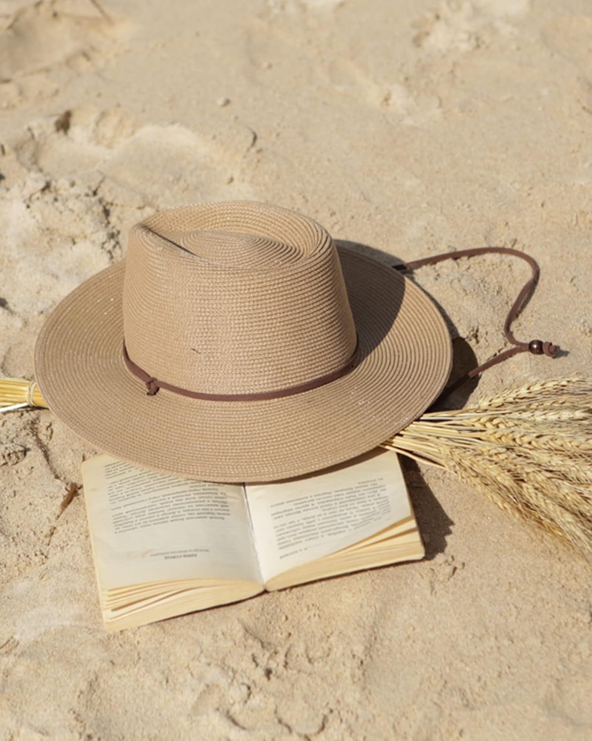 FURTALK Womens Sun Hat Summer Straw Beach Hats UPF 80+ Wide Brim Panama Fedora Hats with Wind Lanyard