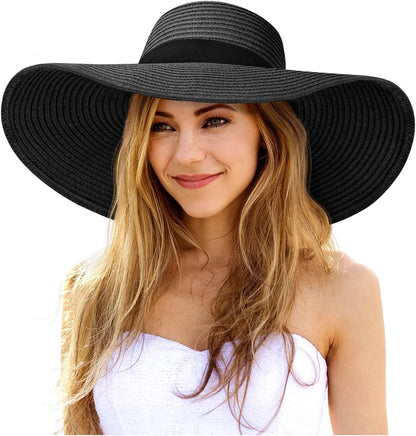 Floppy Sun Hats for Women, Summer Wide Brim Straw Beach Hat
