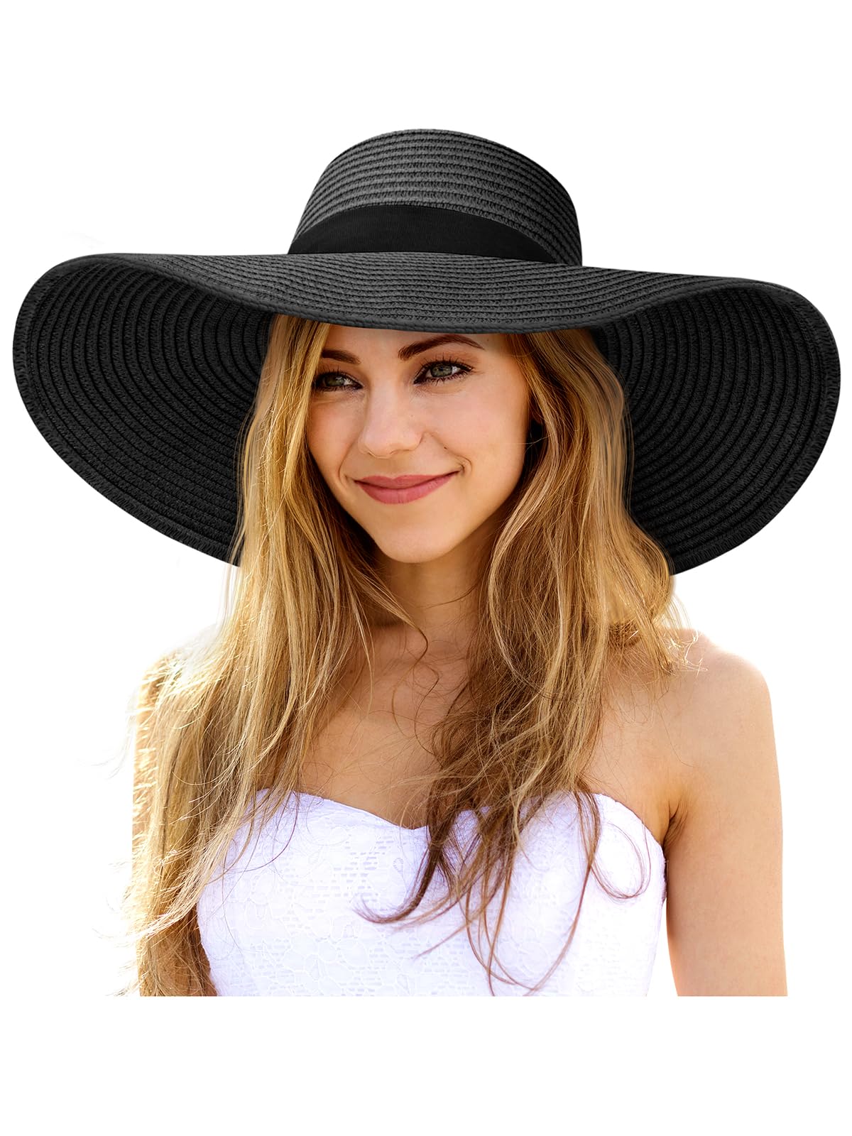 Floppy Sun Hats for Women, Summer Wide Brim Straw Beach Hat