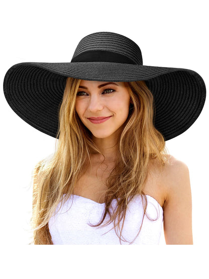Floppy Sun Hats for Women, Summer Wide Brim Straw Beach Hat