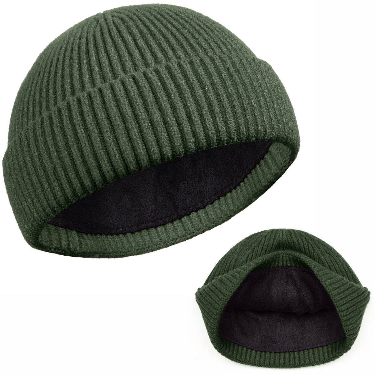 ROYBENS Swag Wool Knit Cuff Short Fisherman Beanie for Men Women Winter Hat