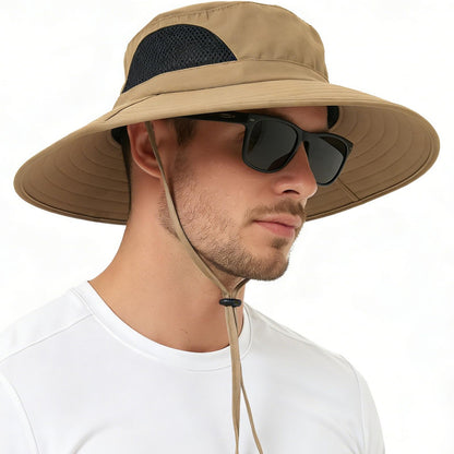 Wide Brim Sun Bucket Hat, Waterproof Boonie Hat for Men & Women