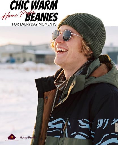 Home Prefer Rib Knit Beanie Hat for Men and Women Cuffed Beanie Winter Hat